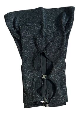 Savage X Fenty Bawdy Double Knit Metallic Bike Shorts Black Caviar L NWOT